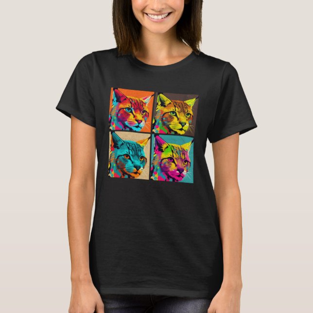 Bobcat Pop Illustration Colorful Animal Women Men  T-Shirt (Front)