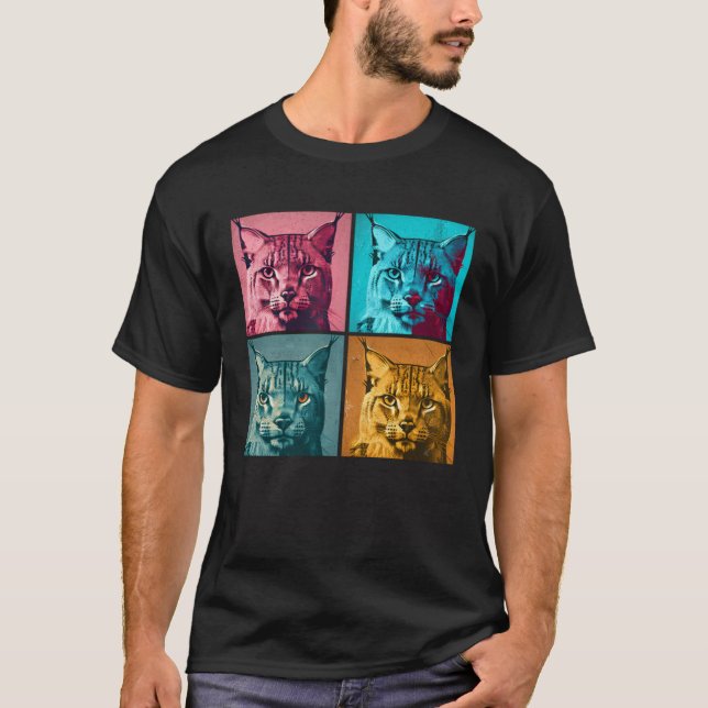 Bobcat Pop Illustration Colorful Animal Women Men T-Shirt (Front)