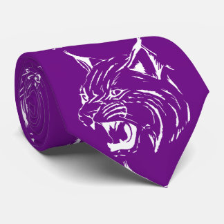 Bobcat Wild Cat Team Mascot White On Any Colour Tie