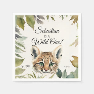 Bobcat Wild One Woodland Animal Birthday Party Napkin