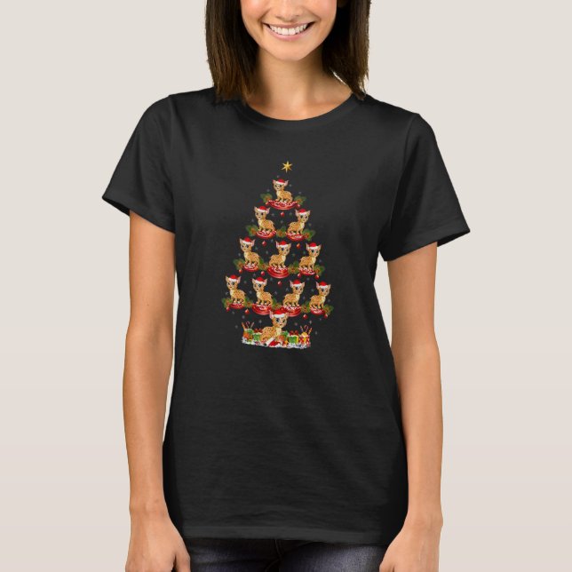 Bobcat  Xmas Holiday Santa Bobcat Christmas Tree T-Shirt (Front)