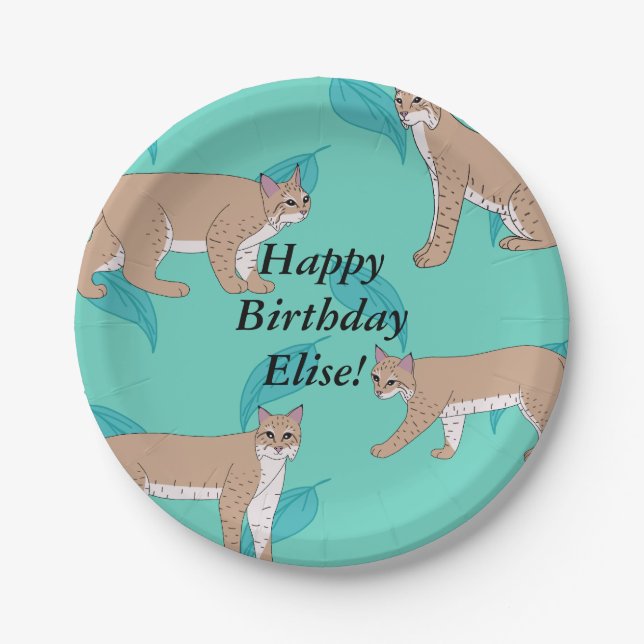 Bobcats Birthday Paper Plate (Front)