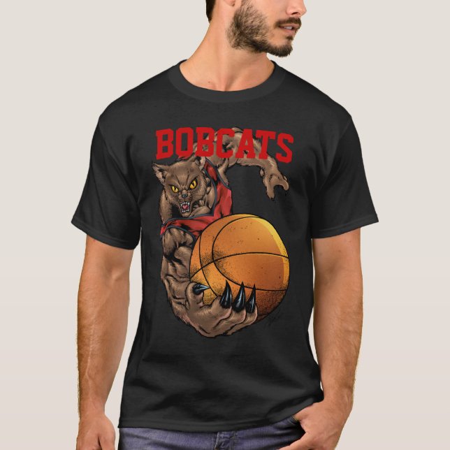 Bobcats Realistic bobcat Basketball Team design T-Shirt (Front)