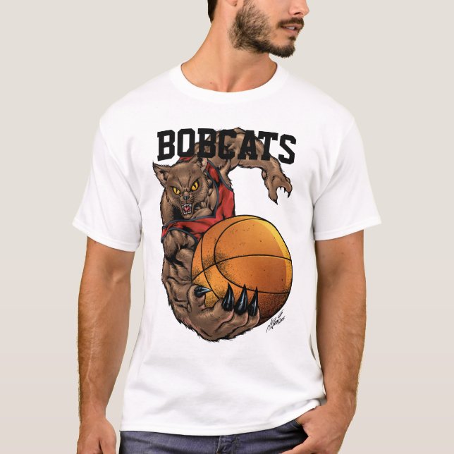 Bobcats Realistic bobcat Basketball Team design T-Shirt (Front)