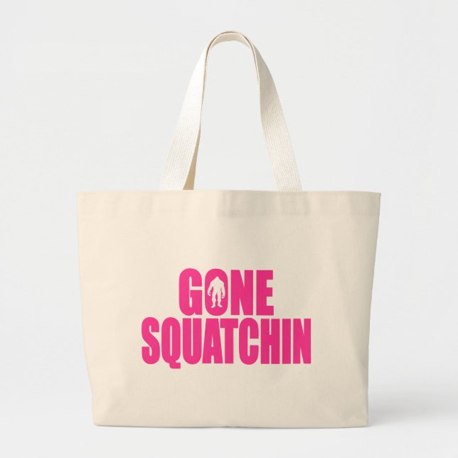 Bobo GONE SQUATCHIN Gear Finding Bigfoot Large Tote Bag (Front)