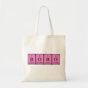 Bobo periodic table name tote bag