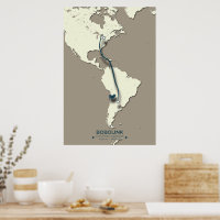Bobolink Migration Map – Minimalist Vintage Bird