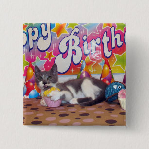Bob's Birthday Button - Cat / Kitten
