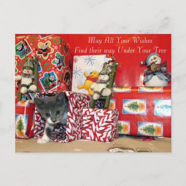 Bob's Christmas Gifts - Cat / Kitten Christmas Holiday Postcard (Front)