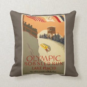 Bobsled Run, Lake Placid 1932 Cushion