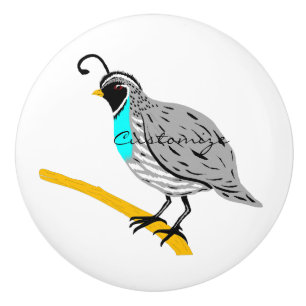 Bobwhite Blue-throated Quail Thunder_Cove Ceramic Knob