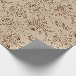 Bobwhite Quail Damask Sepia Wrapping Paper