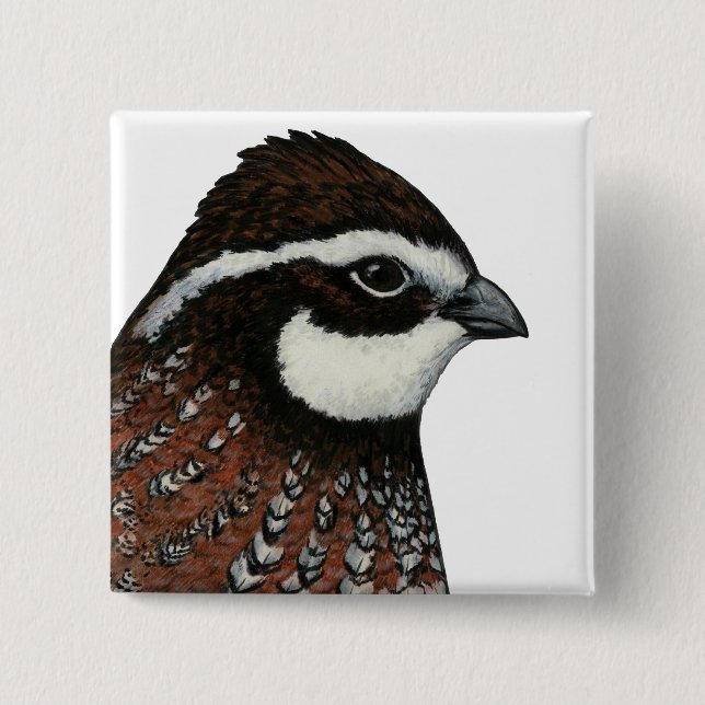 Bobwhite Quail Head 15 Cm Square Badge (Front)