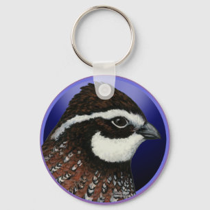 Bobwhite Quail Head Circle Key Ring