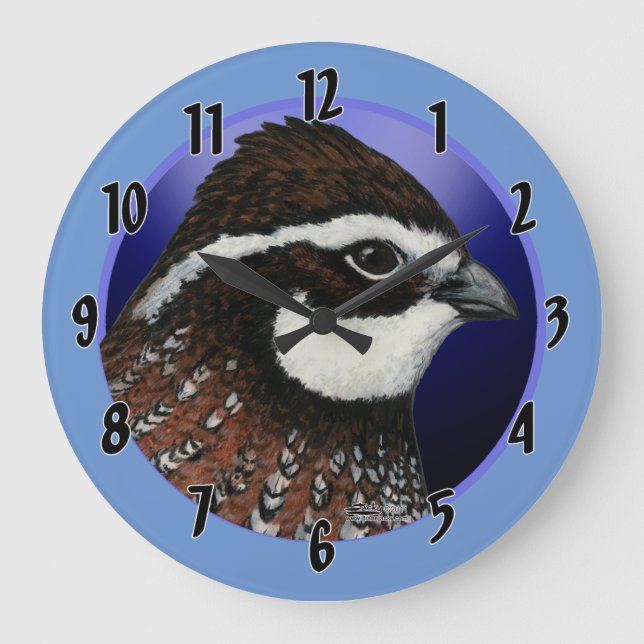 Bobwhite Quail Head Circle Large Clock (Front)