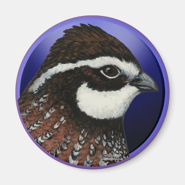 Bobwhite Quail Head Circle Magnet (Front)