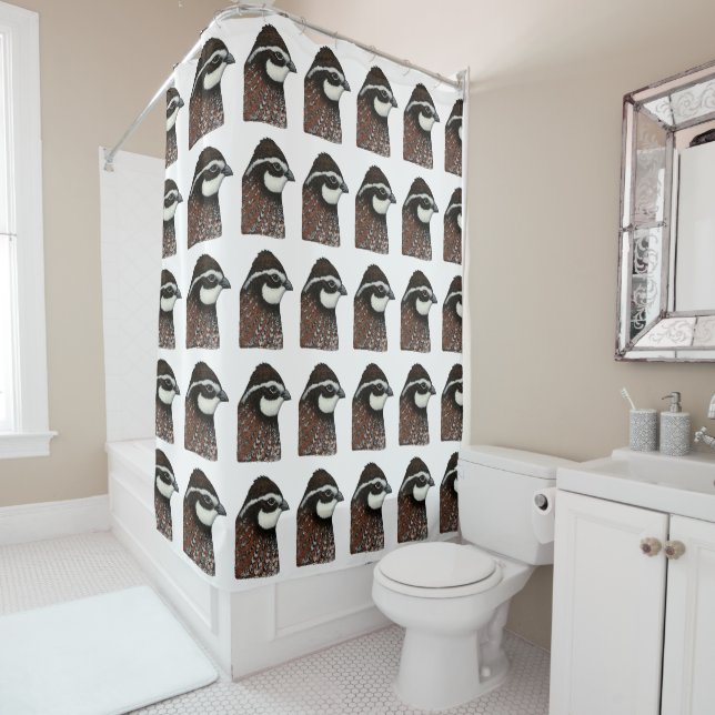 Bobwhite Quail Head Shower Curtain (In Situ)