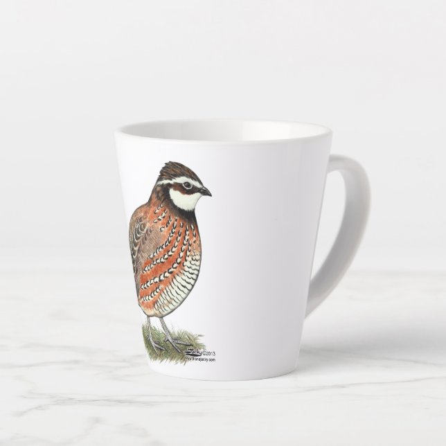 Bobwhite Quail Rooster Latte Mug (Right Angle)