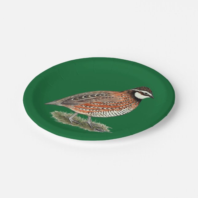 Bobwhite Quail Rooster Paper Plate (Angled)