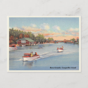Boca Grande, Gasparilla Island vintage boats scene Postcard