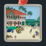 Boca Grande Railroad Depot Metal Tree Decoration<br><div class="desc">The Boca Grande Railroad Depot in its heyday. The illustration is a detail from d.a.gordon dart's painting of it.</div>