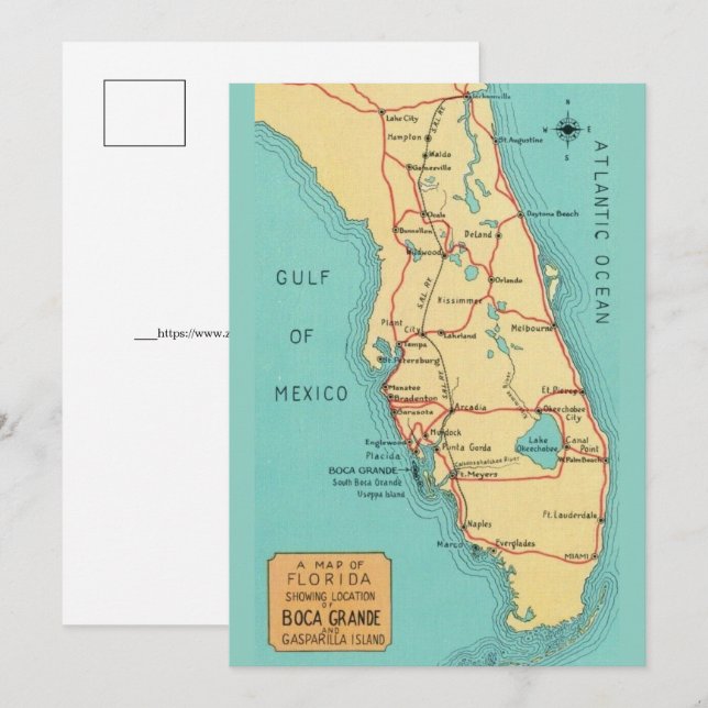  Boca Grande Useppa Florida  5x7 Map  Card (Front/Back)