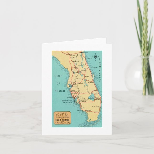 Boca Grande Useppa Island Map Thank You Card (Front)