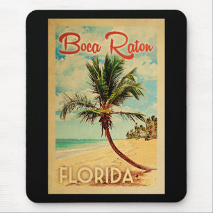 Boca Raton Florida Palm Tree Beach Vintage Travel Mouse Mat