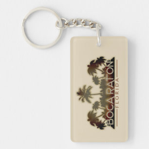 Boca Raton Florida palm tree two side keychain