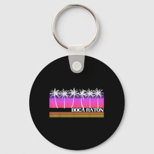 Boca Raton Florida Retro Beach Vintage Sunset 70s Key Ring