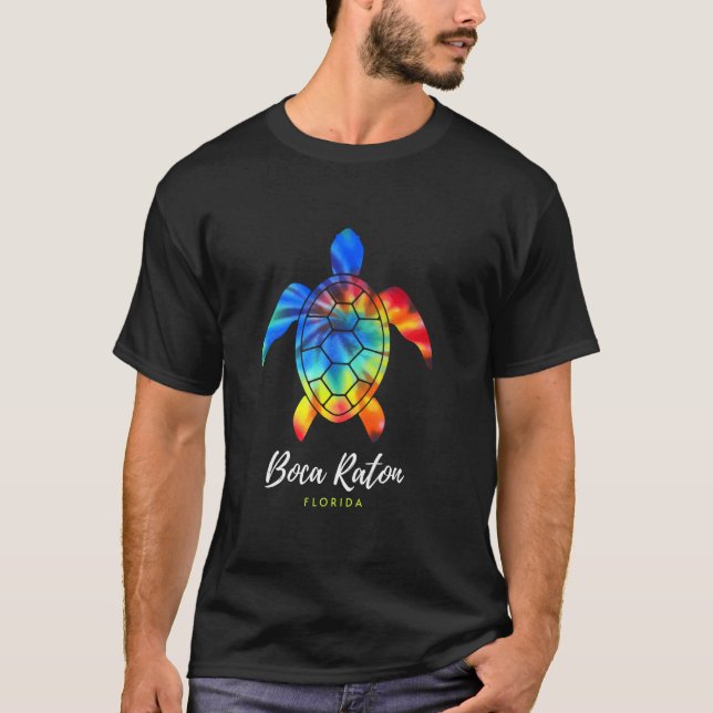 Boca Raton Florida Sea Turtle Conservation Tie Dye T-Shirt (Front)