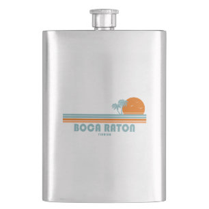Boca Raton Florida Sun Palm Trees Hip Flask