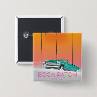 Boca Raton Florida travel poster. 15 Cm Square Badge