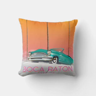 Boca Raton Florida travel poster. Cushion