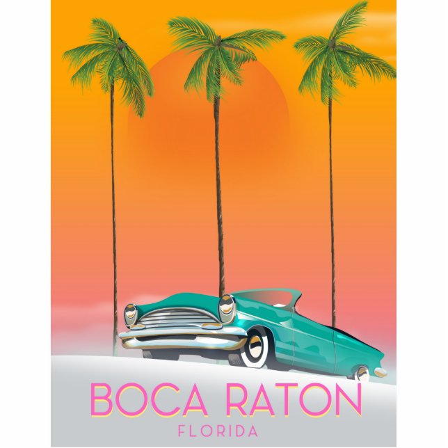 Boca Raton Florida travel poster. Standing Photo Sculpture (Front)