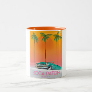Boca Raton Florida travel poster. Two-Tone Coffee Mug