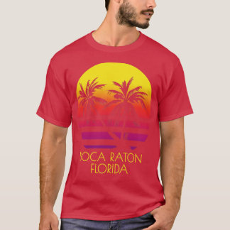 Boca Raton Florida Vintage Tropical Sunset Palm Tr T-Shirt