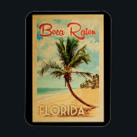 Boca Raton Magnet Florida Palm Tree Beach Vintage<br><div class="desc">Boca Raton Florida design in Vintage Travel style featuring a palm tree on the beach with ocean and sky.</div>