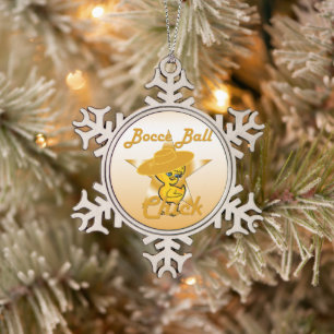 Bocce Ball Chick #10 Snowflake Pewter Christmas Ornament