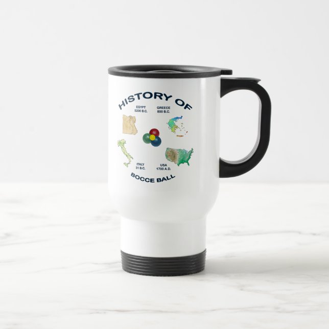 Bocce Ball History Travel Mug (Right)