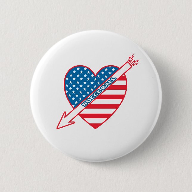 Bocce Ball Patriot Heart 6 Cm Round Badge (Front)