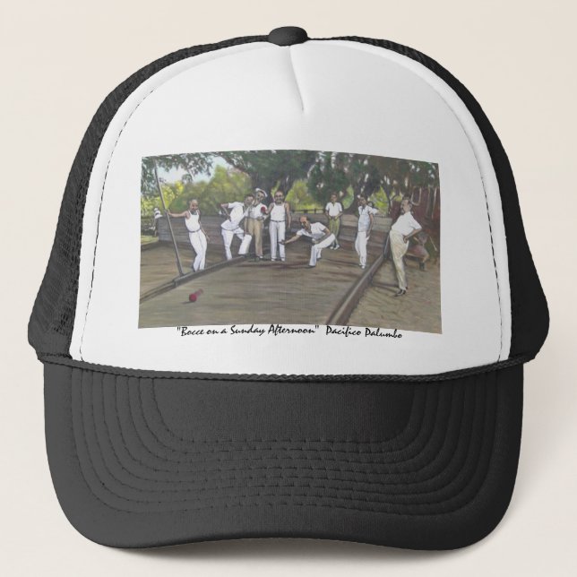Bocce on a Sunday Afternoon by Pacifico Palumbo Trucker Hat (Front)