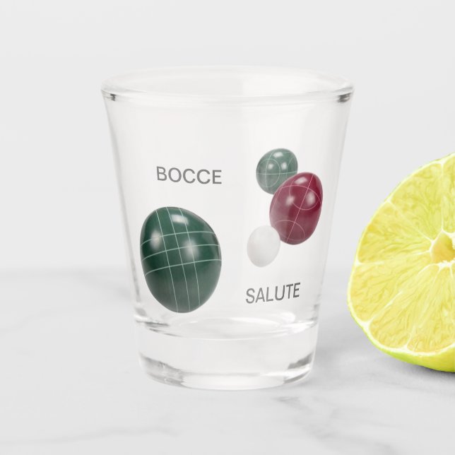 Bocce Salute Shot Glass (Front)