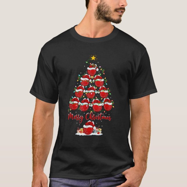 Bocce Sports Xmas Lighting Santa Bocce Christmas T T-Shirt (Front)