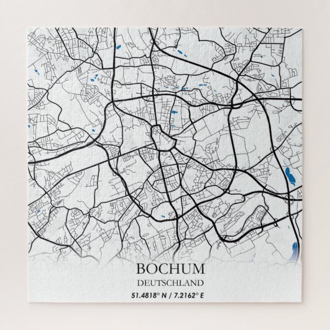 Bochum Deutschland City Map Travel Simple Minimal Jigsaw Puzzle (Vertical)
