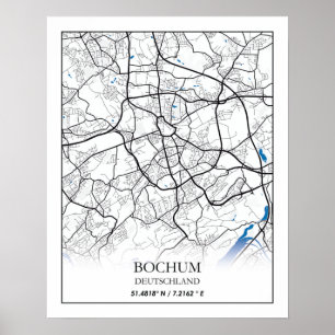 Bochum Deutschland City Map Travel Simple Minimal Poster