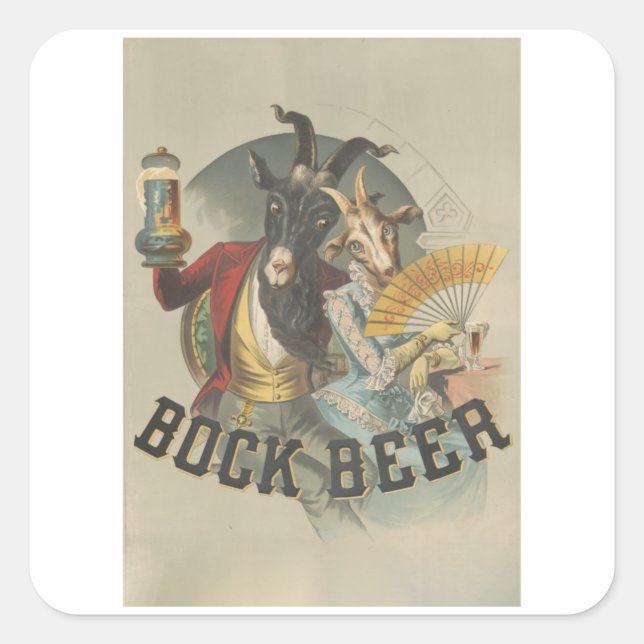 Bock Beer - Dancing Bock - Vintage Beer Square Sticker (Front)