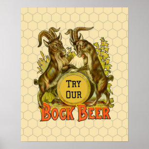 Bock Beer Goats Vintage Advertising Poster