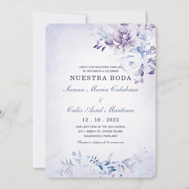 Boda Azul Claro y Lavanda Invitation (Front)