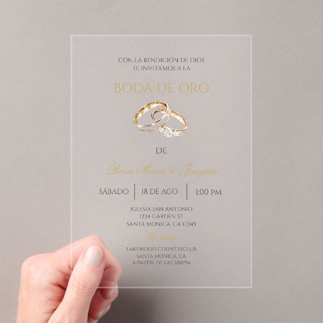 Boda de oro editable acrylic invitations (Insitu (Handheld))